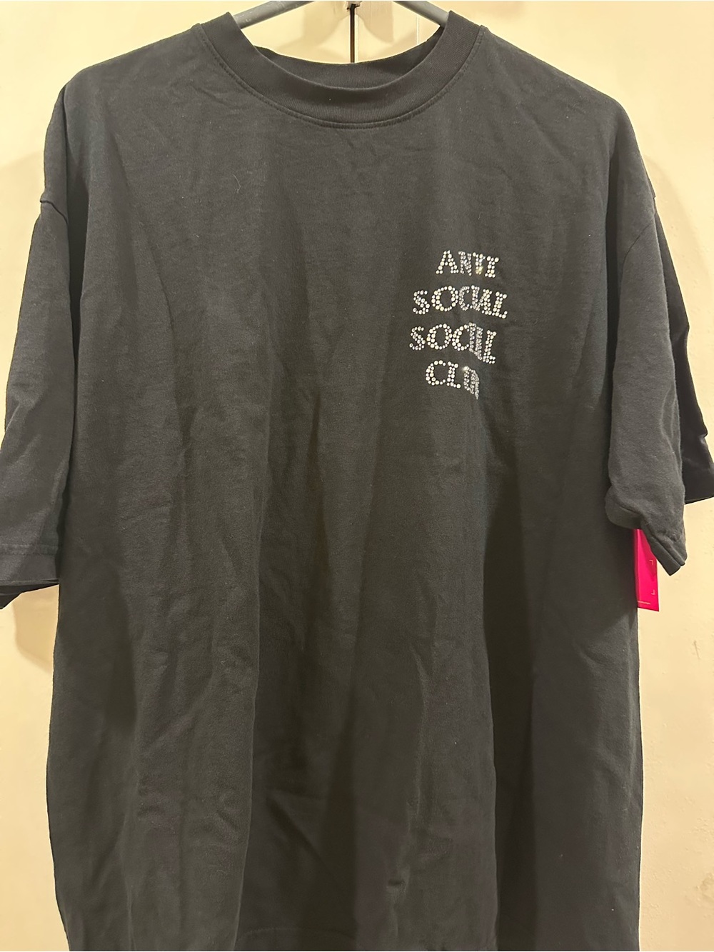 Anti Social Social Club Black Tee with Crystal Logo